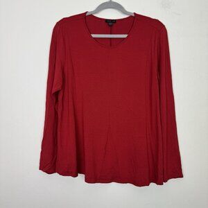 J. Jill Wearever Collection Red Long Sleeve Scoop Neck Top Size Large Petite
